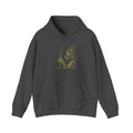 Dragon Holding D20 Hoodie — Gold Line Art Graphic Sweatshirt