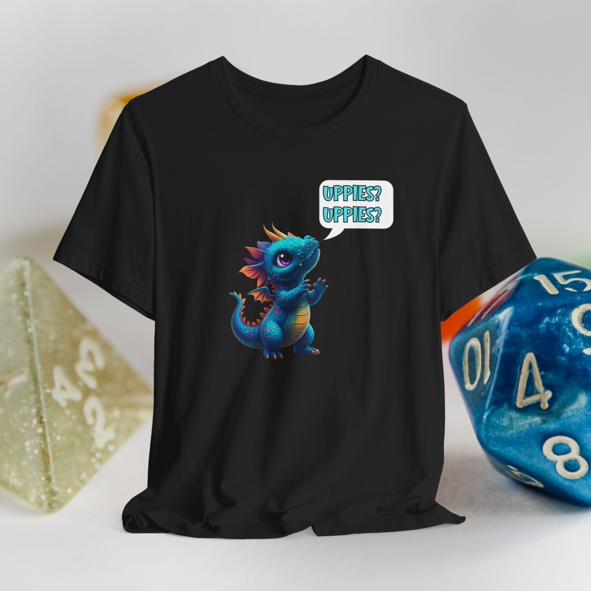 Baby Blue Dragon T‑Shirt — Cute 'Uppies? Uppies?' Fantasy Gamer Tee
