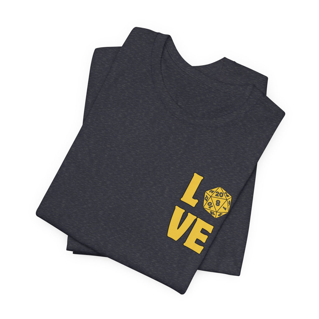 Love D20 T-Shirt — RPG Gamer Dice Love Tee