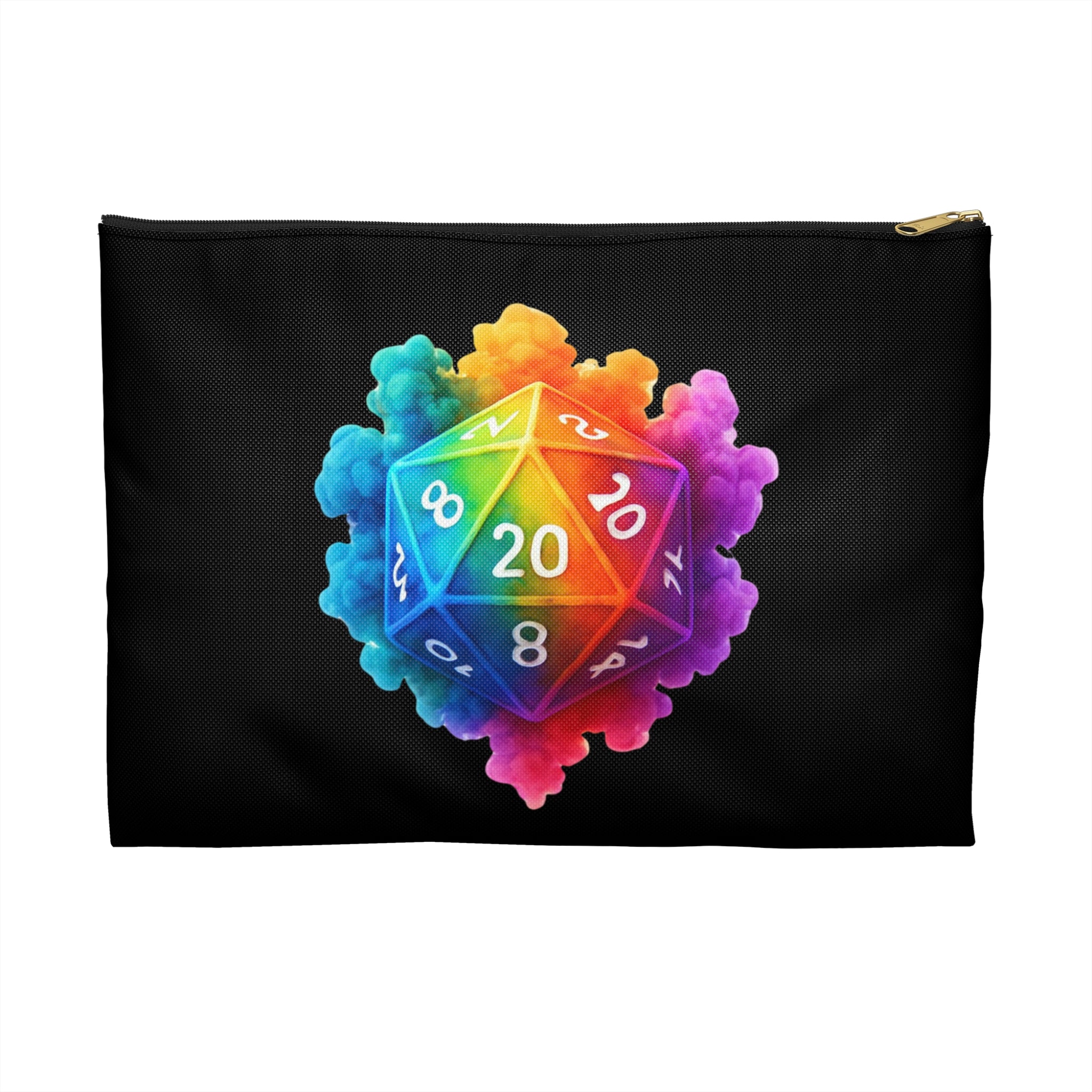 Rainbow D20 Dice Accessory Pouch — RPG Dice Bag, Colorful Tabletop Gaming Gear