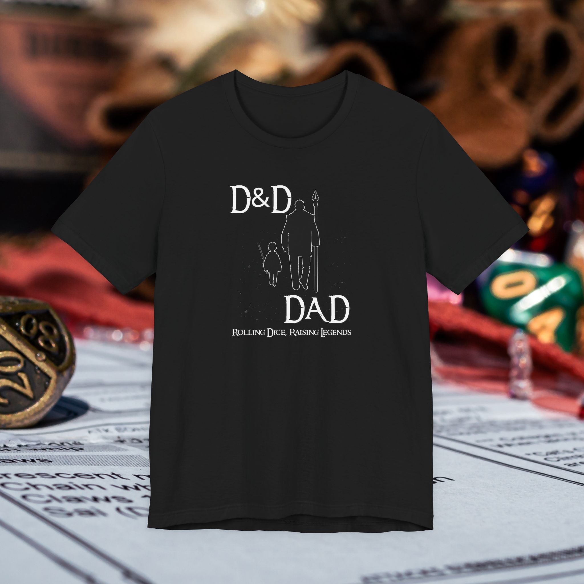 D&D Dad T‑Shirt — Roleplaying Dad Tee (Rolling Dice, Raising Legends)