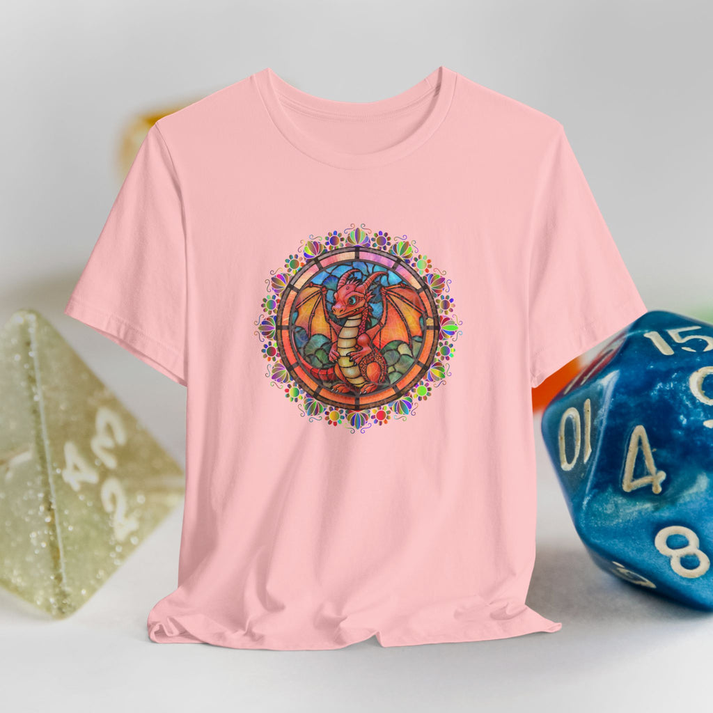 Dragon Stained Glass T‑Shirt — Colorful D20 Fantasy RPG Tee
