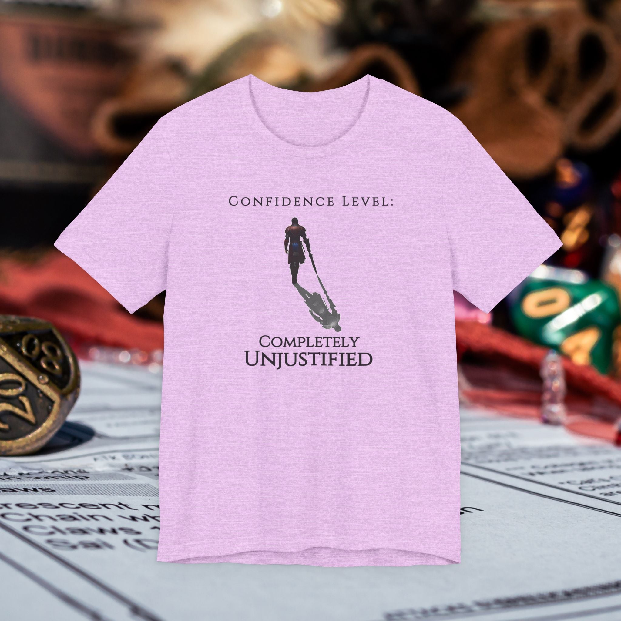 T-Shirt — “Confidence Level: Completely Unjustified” Minimalist Confidence Tee