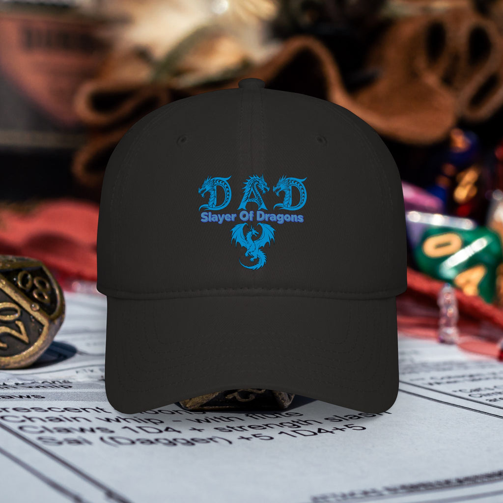 Dad Slayer Of Dragons Low Profile Baseball Cap - D&D Dad Gift