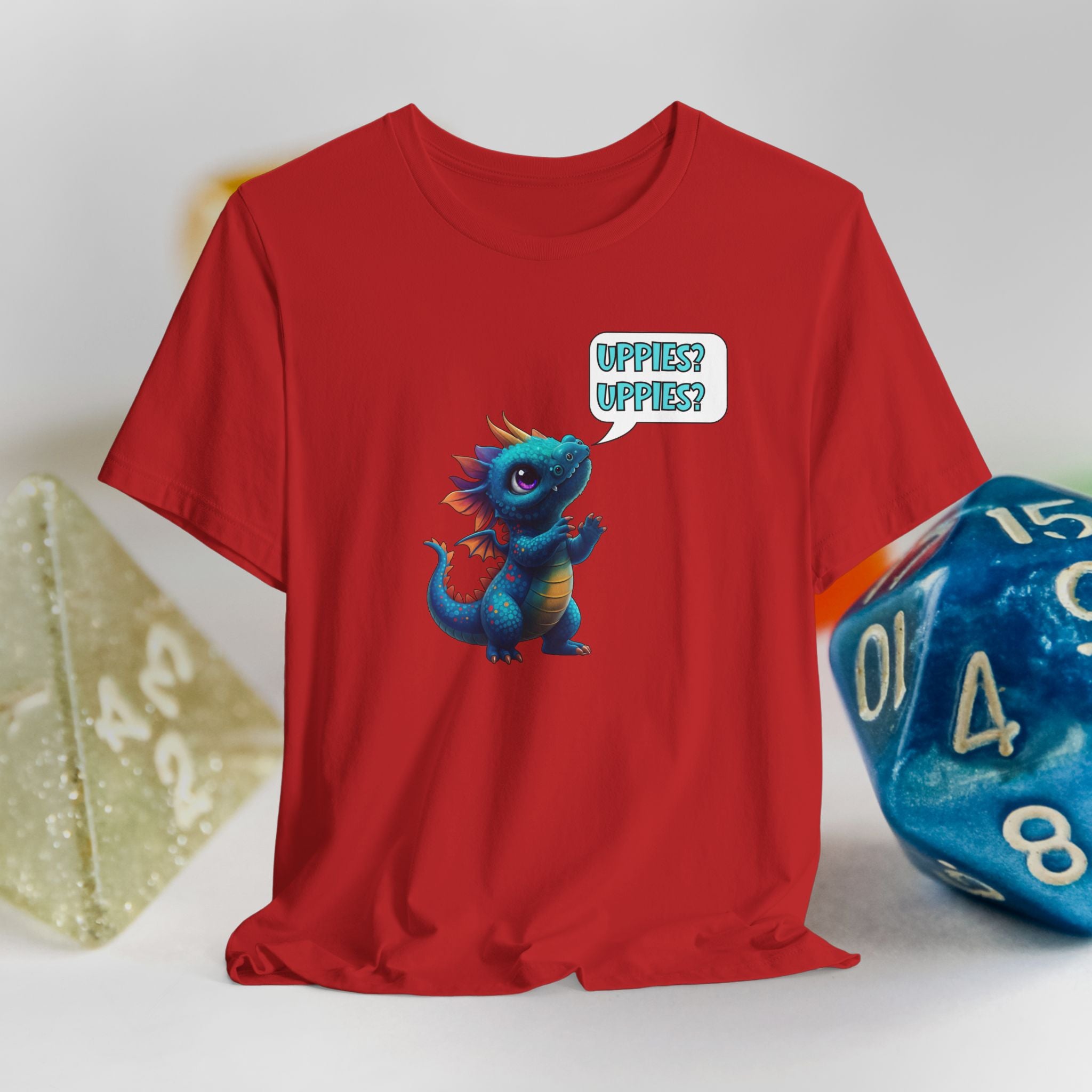 Baby Blue Dragon T‑Shirt — Cute 'Uppies? Uppies?' Fantasy Gamer Tee
