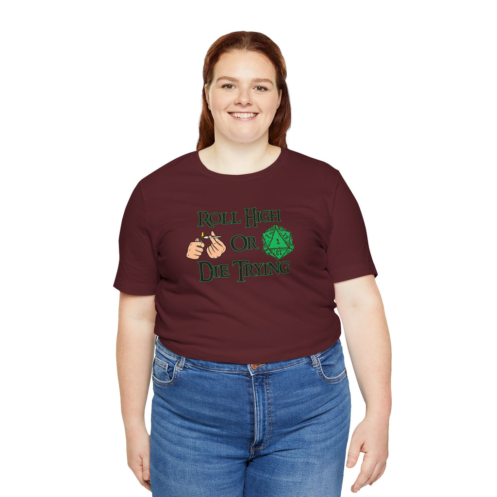 Roll High or Die Trying D20 T-Shirt — RPG Gamer Dice Tee