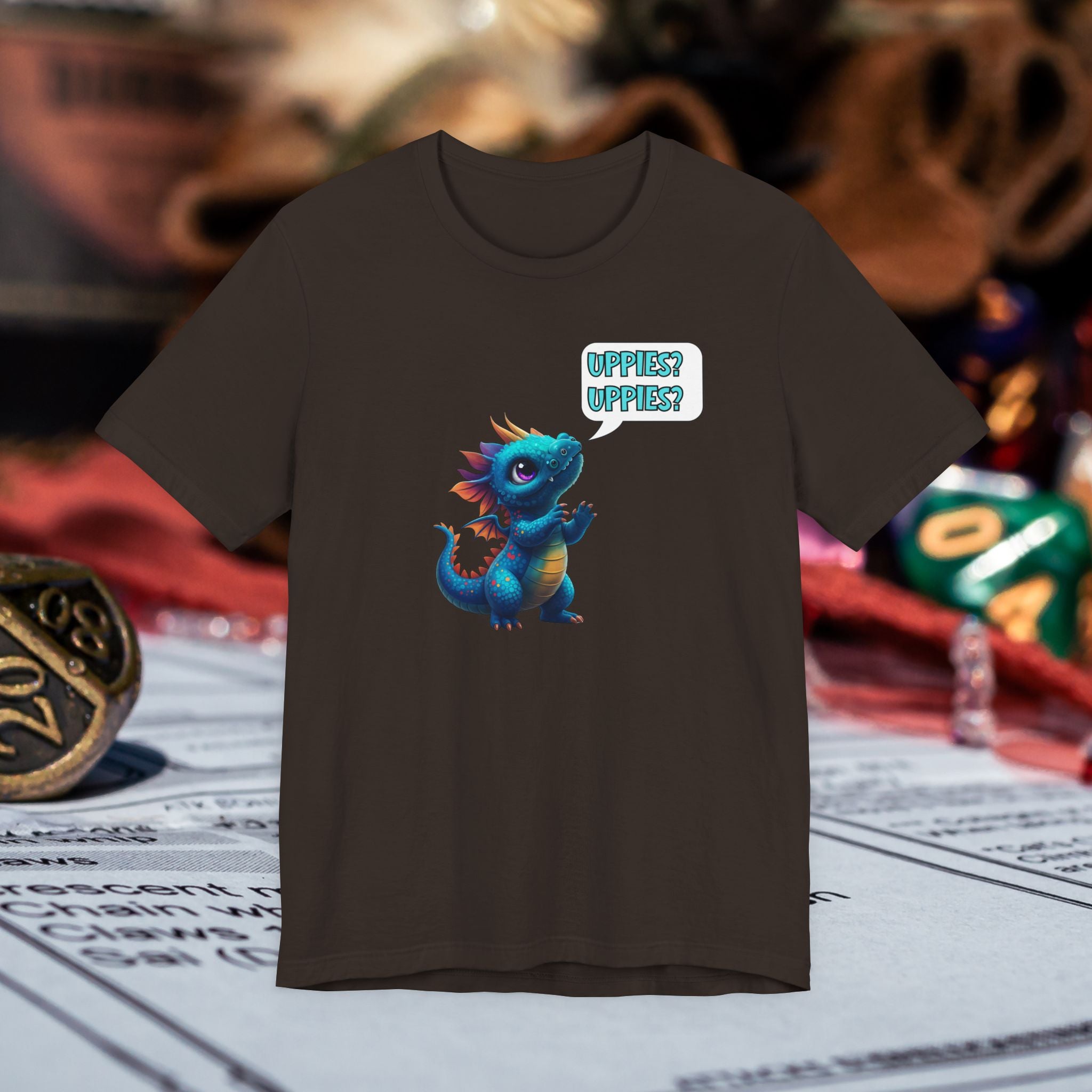 Baby Blue Dragon T‑Shirt — Cute 'Uppies? Uppies?' Fantasy Gamer Tee
