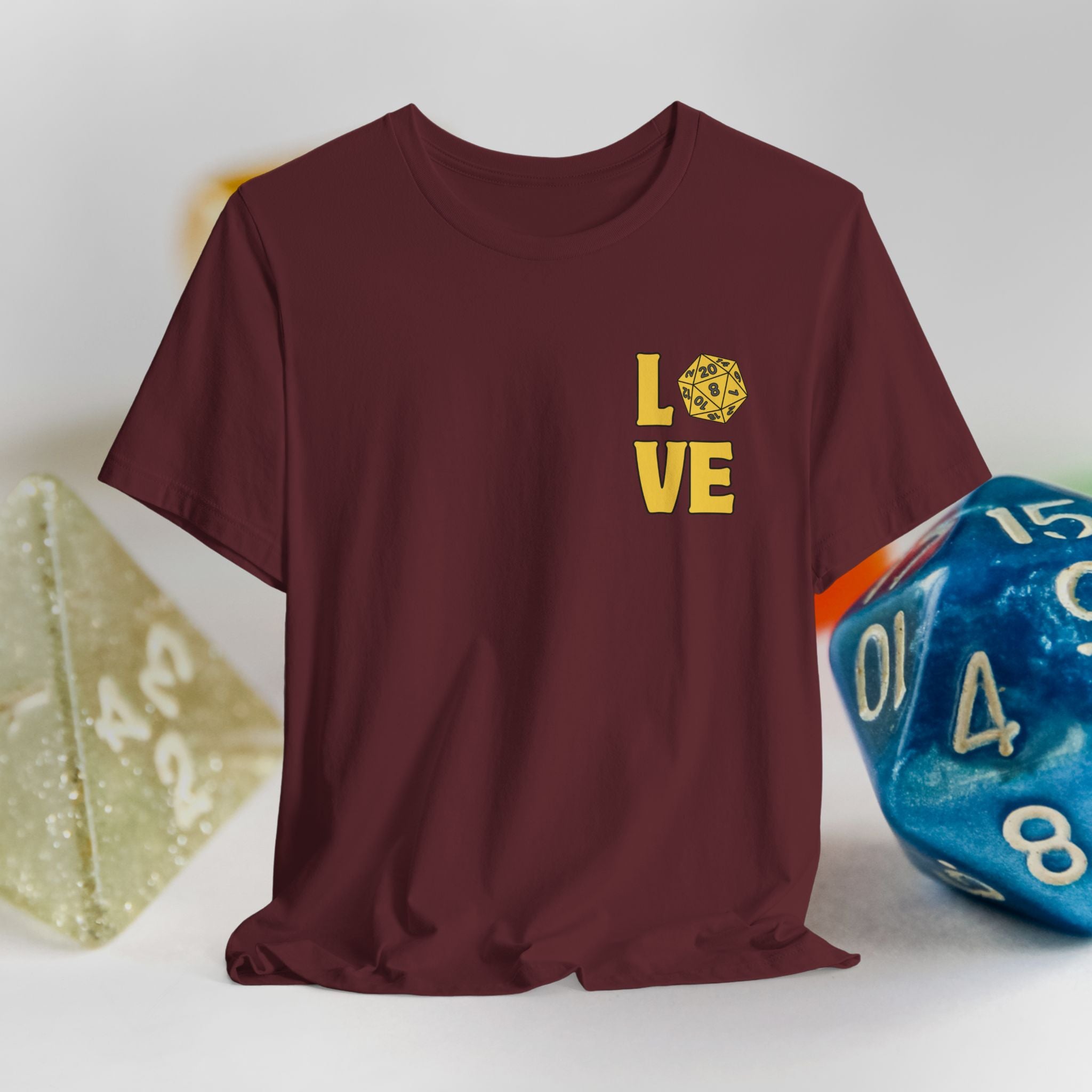 Love D20 T-Shirt — RPG Gamer Dice Love Tee