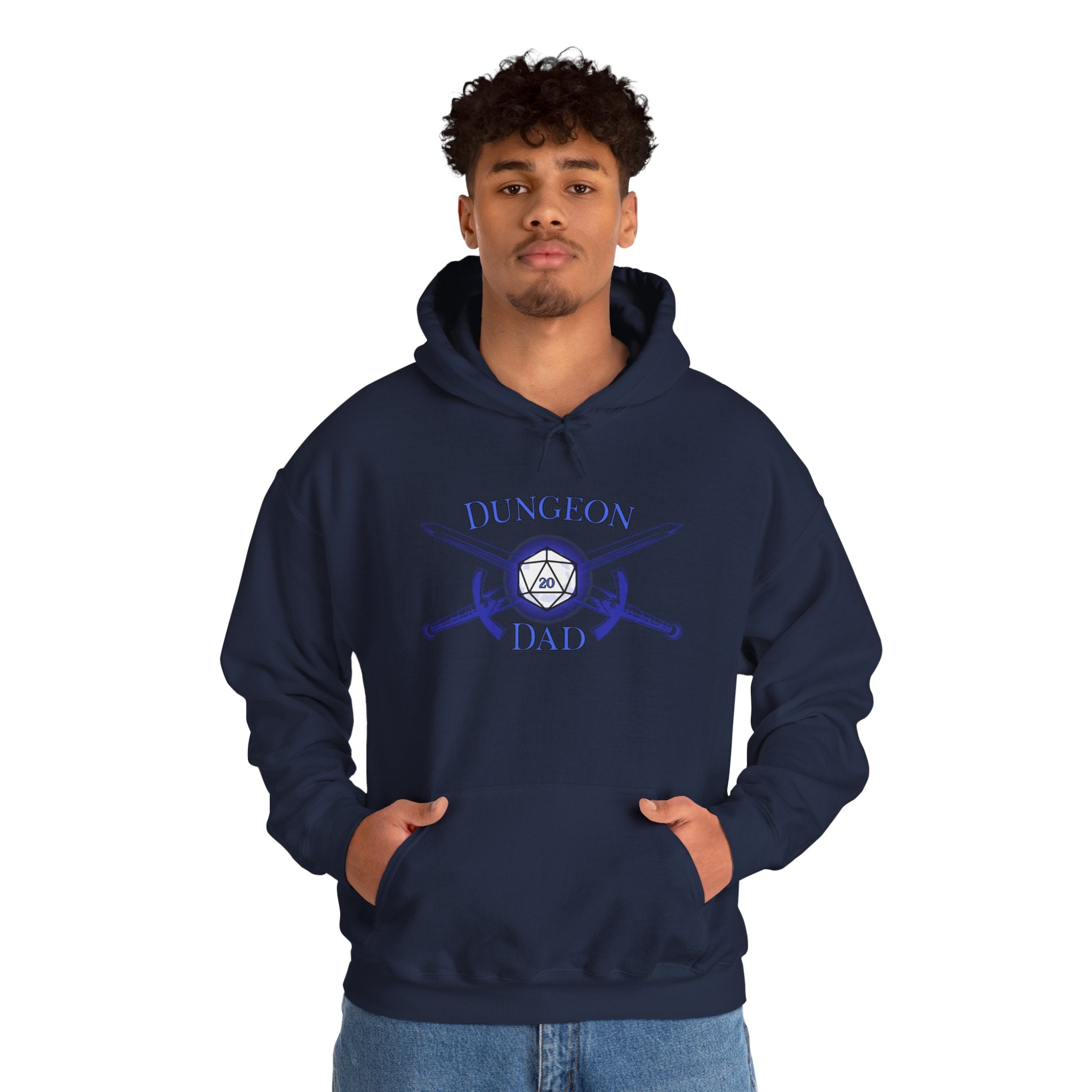 Dungeon Dad Hoodie – RPG Dad Hoodie with Dice & Swords Design