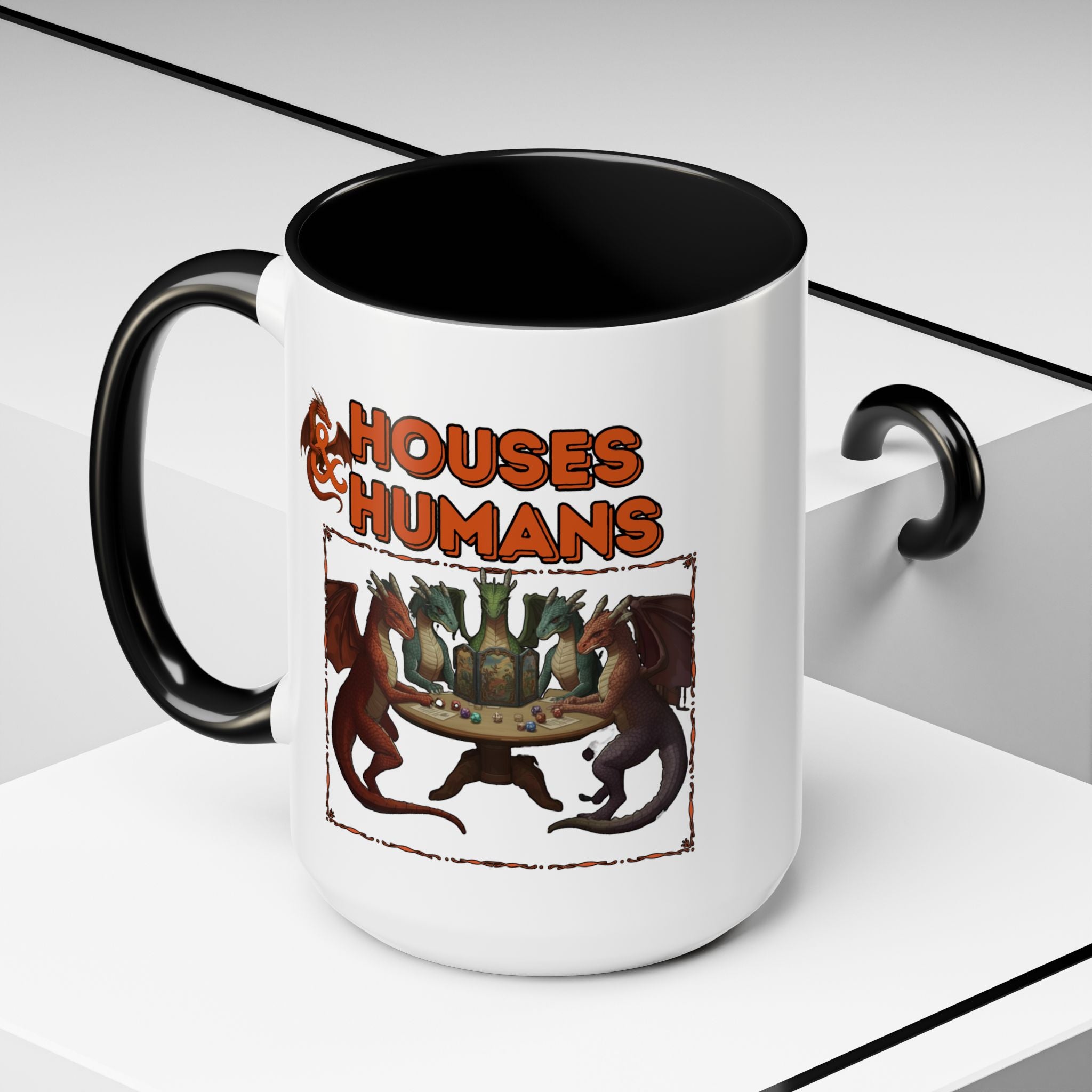 Houses & Humans Coffee Mug — Fantasy RPG D20 Gaming Accent Mug (15oz)