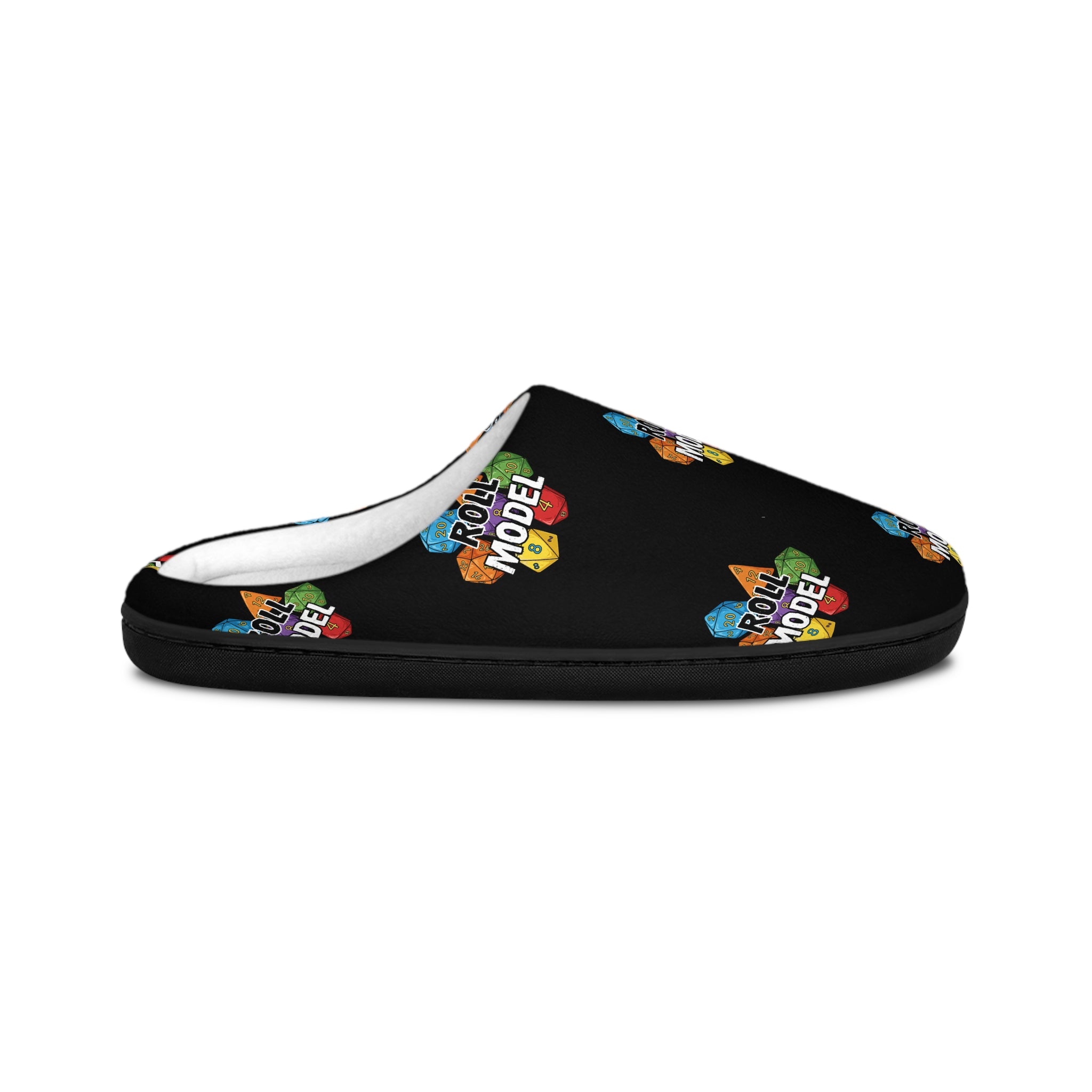 Black Roll Model Indoor Slippers — Colorful 'Roll Model' Cozy Slippers for Men