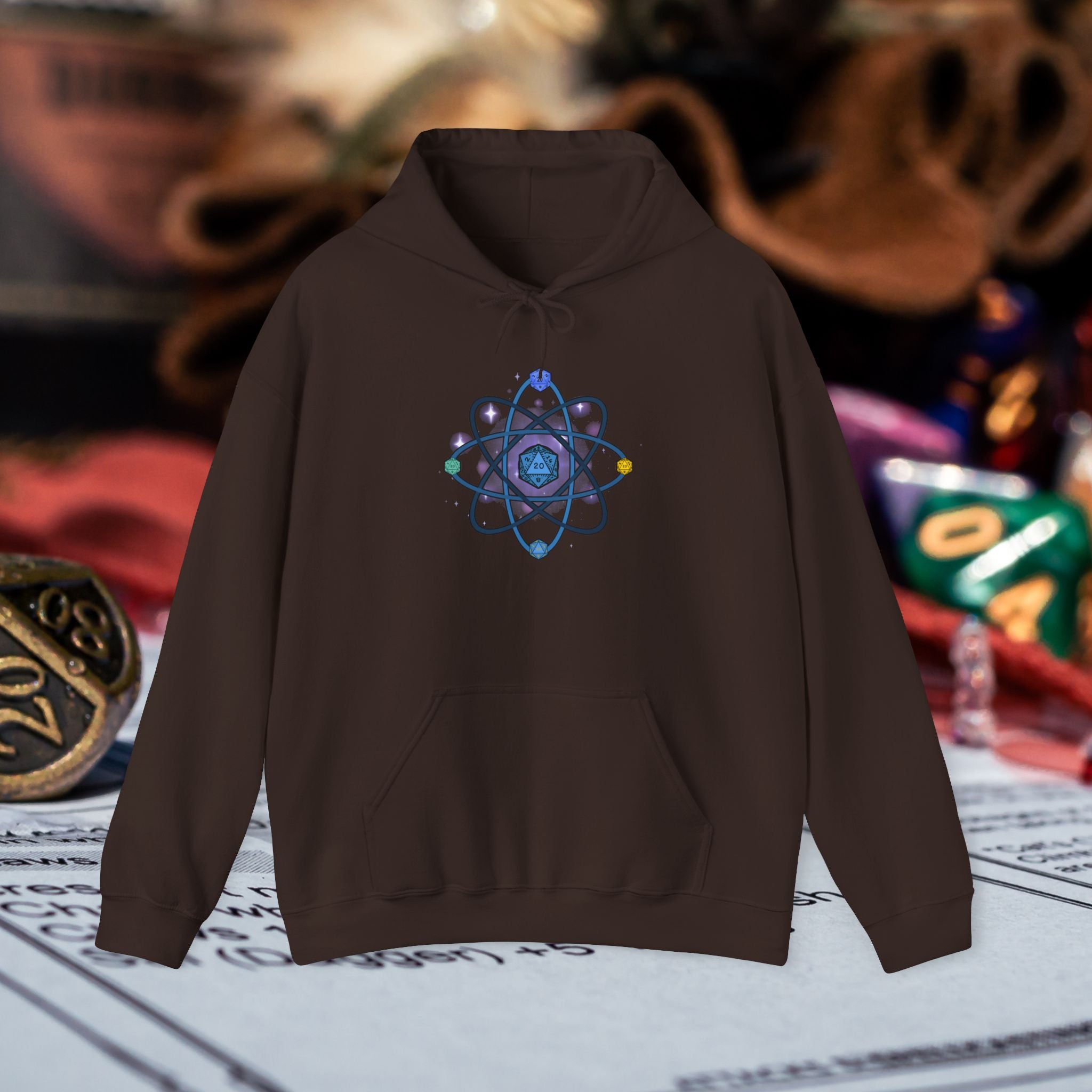 D20 Atom Symbol Hoodie — Geeky D20 RPG Gamer Pullover