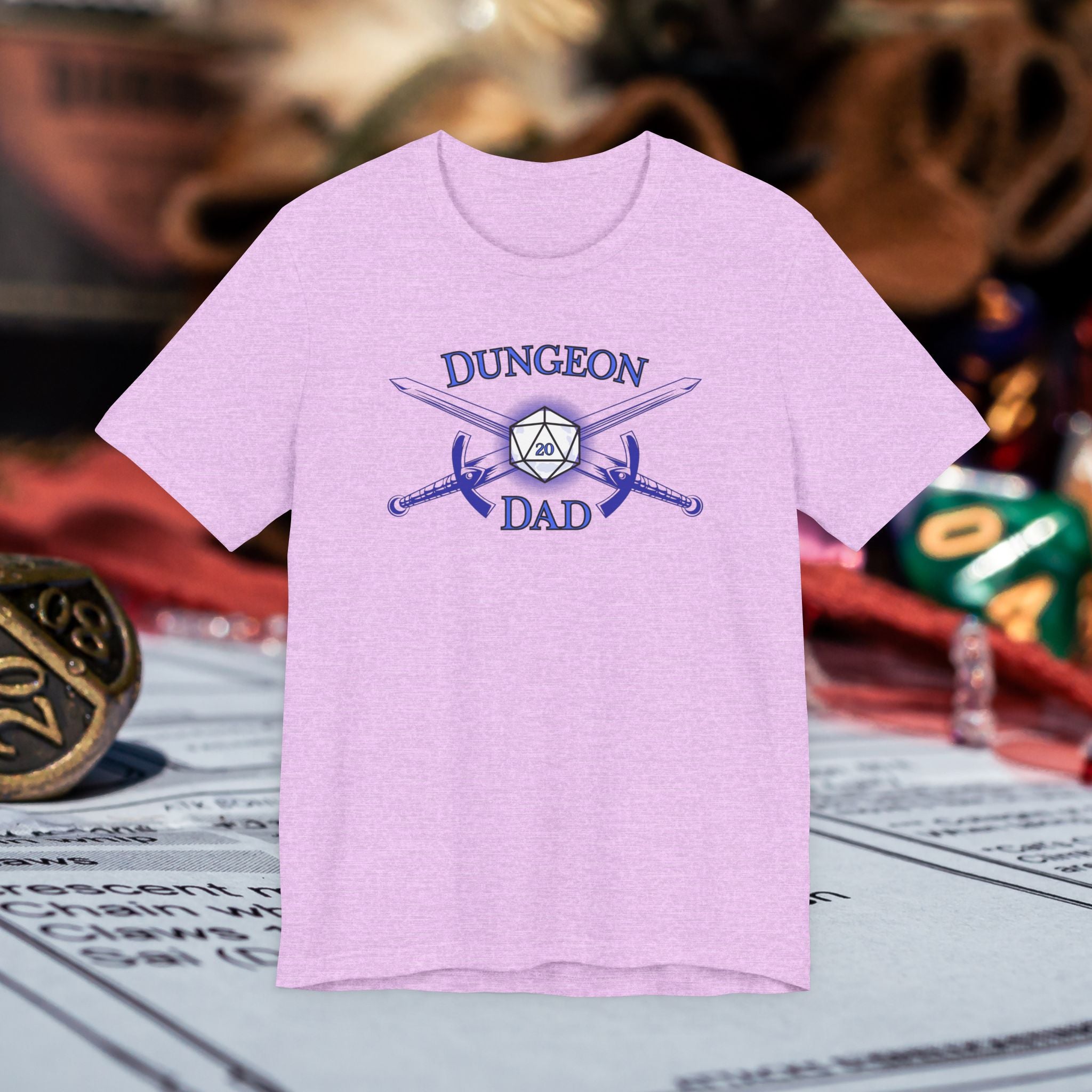 Dungeon Dad T-Shirt – D20 Gamer Father Tee